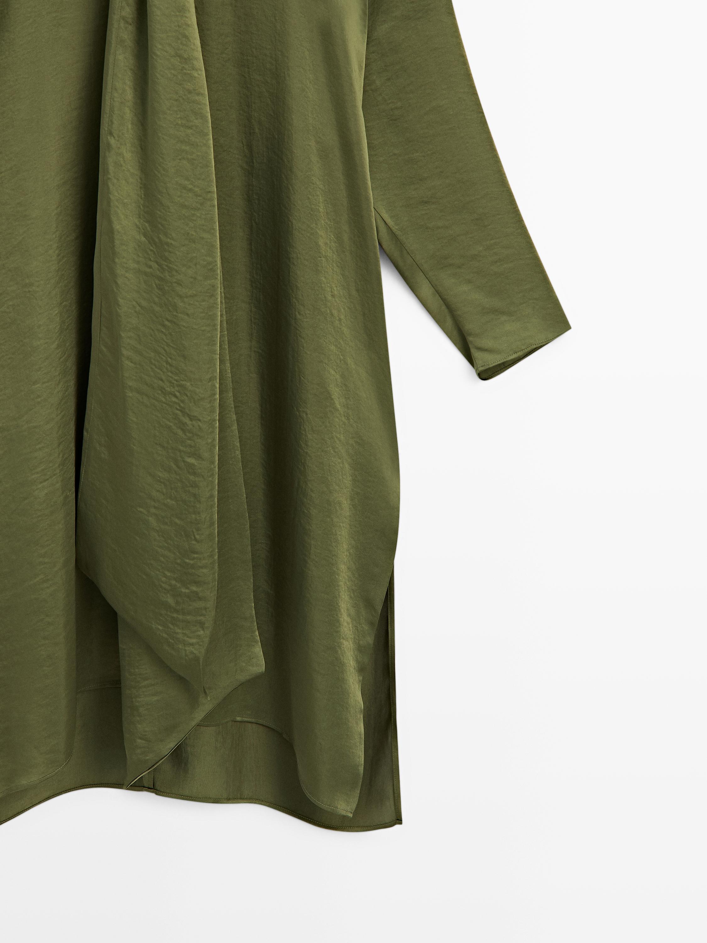 Long V-neckline blouse with tie detail - STUDIO